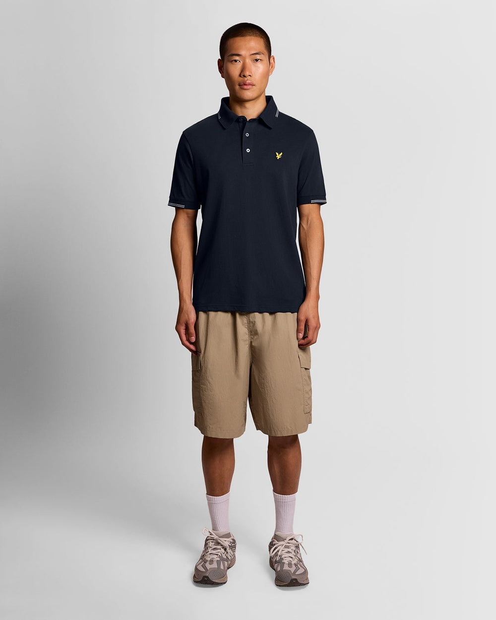 Lyle & Scott Mens Fine Cotton Tipped Polo Shirt | Dark Navy