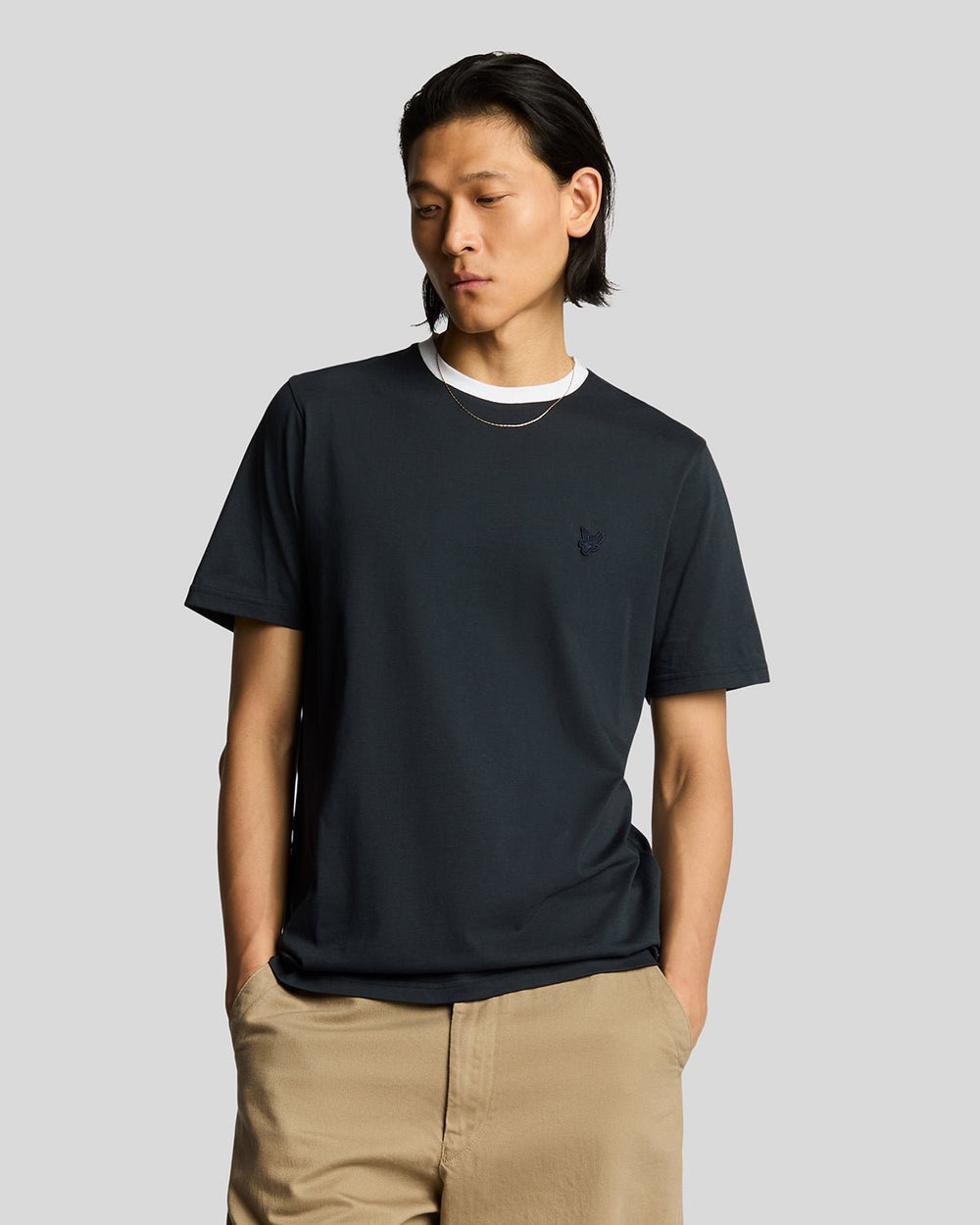 Lyle & Scott Mens Linen Blend Raglan T-Shirt | Dark Navy