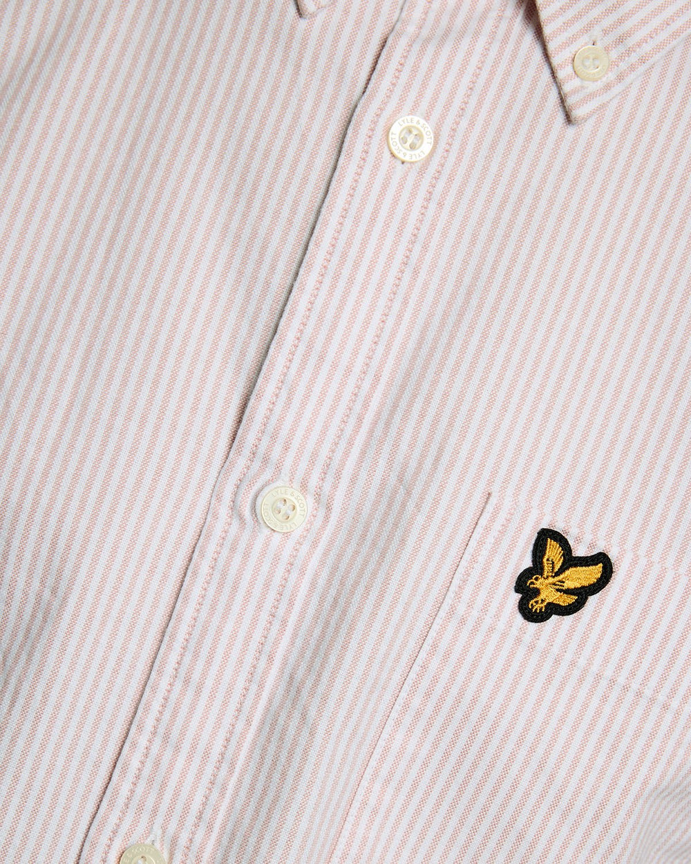 Lyle & Scott Mens Cotton Stripe Oxford Shirt | Pink Grapefruit