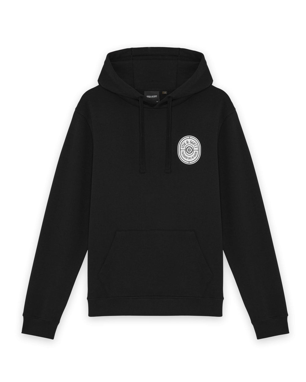Lyle & Scott Mens Graphic Badge Cotton Hoodie | Jet Black