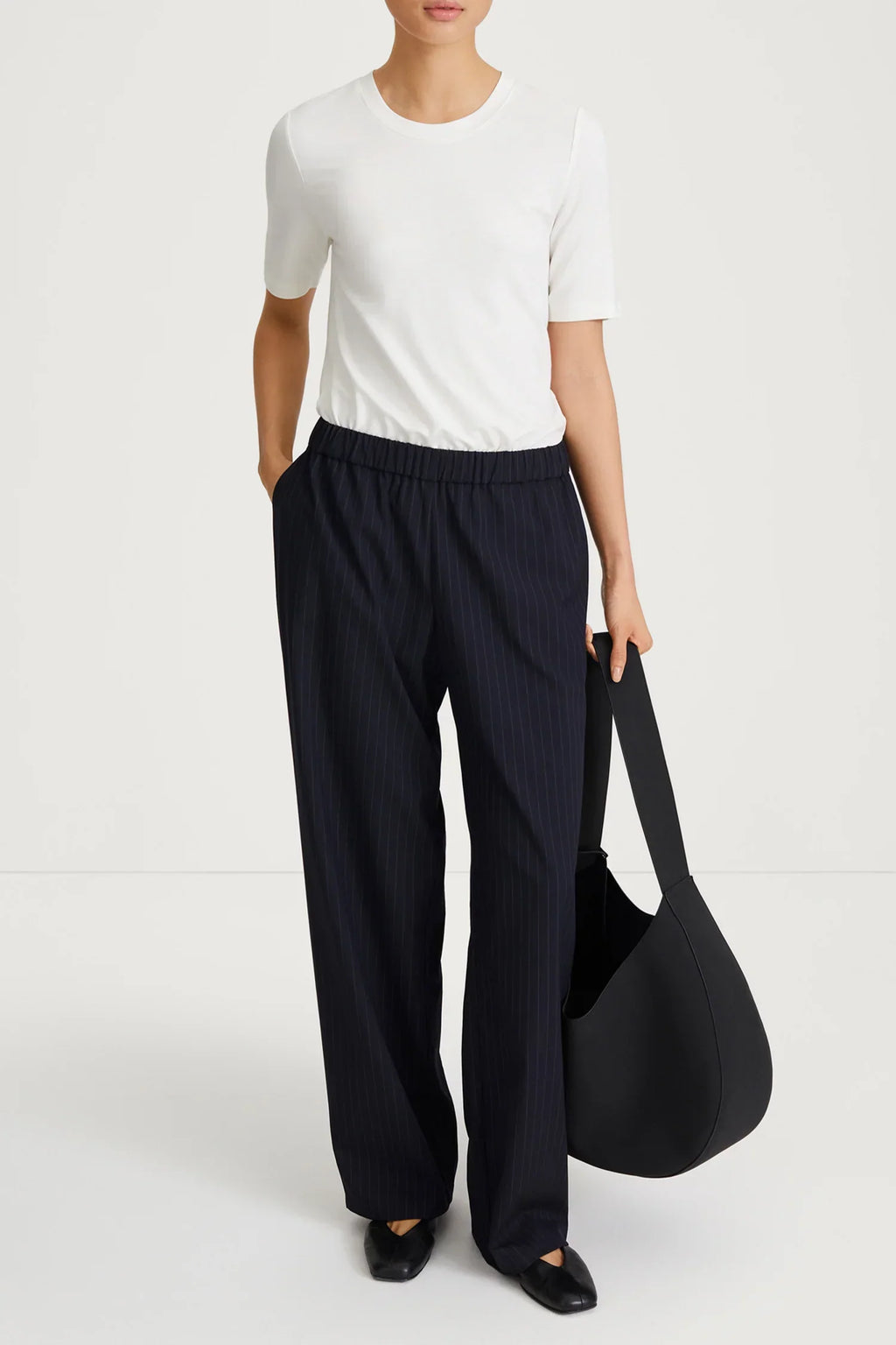 StyleIn Belicia Trousers in Navy Pinstripe