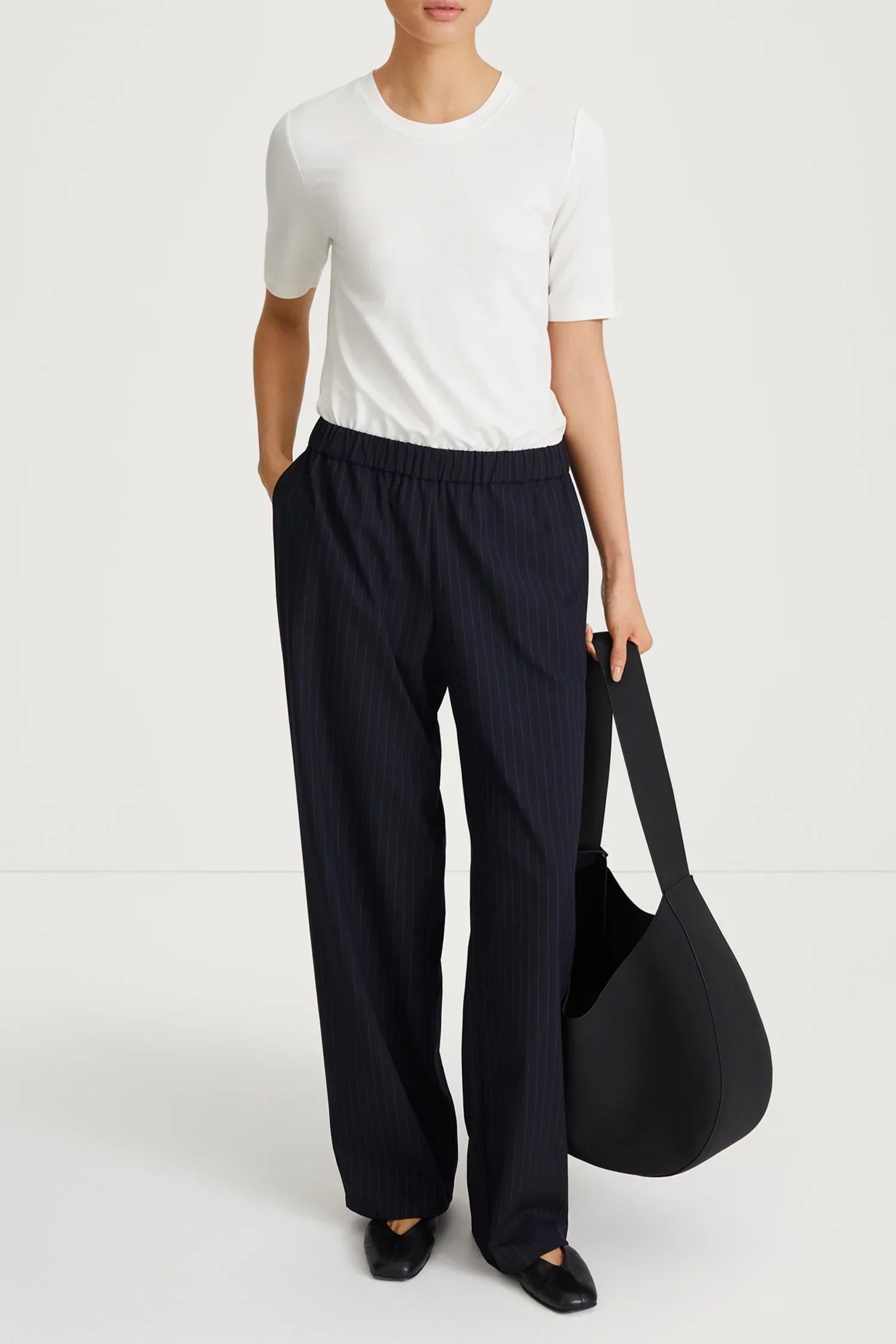 StyleIn Belicia Trousers in Navy Pinstripe