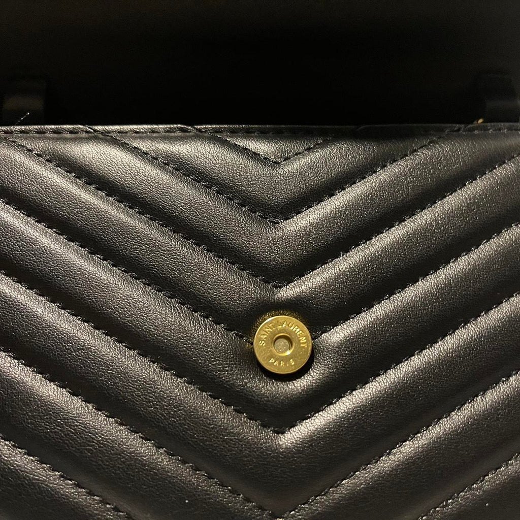 PreOwned Black and gold Saint Laurent Paris leather crossbody