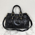 PreOwned Miu Miu VITELLO LUX 2way Handbag Shoulder bag Leather Black