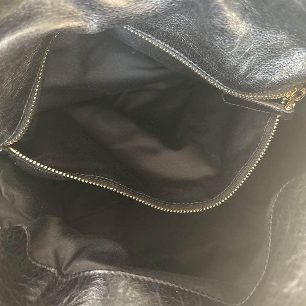 PreOwned Miu Miu VITELLO LUX 2way Hand Bag Shoulder Bag Side Ribbon Black Used 4165