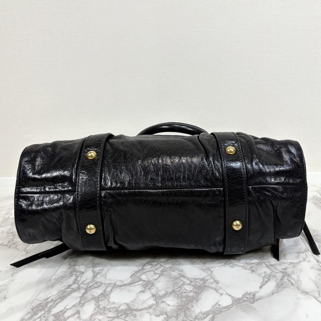 PreOwned Miu Miu VITELLO LUX 2way Handbag Shoulder bag Leather Black