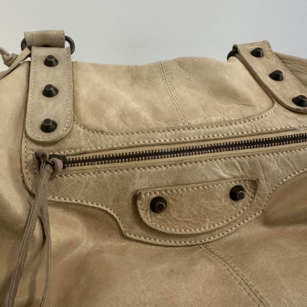 PreOwned Balenciaga motorcycle weekender leather bag