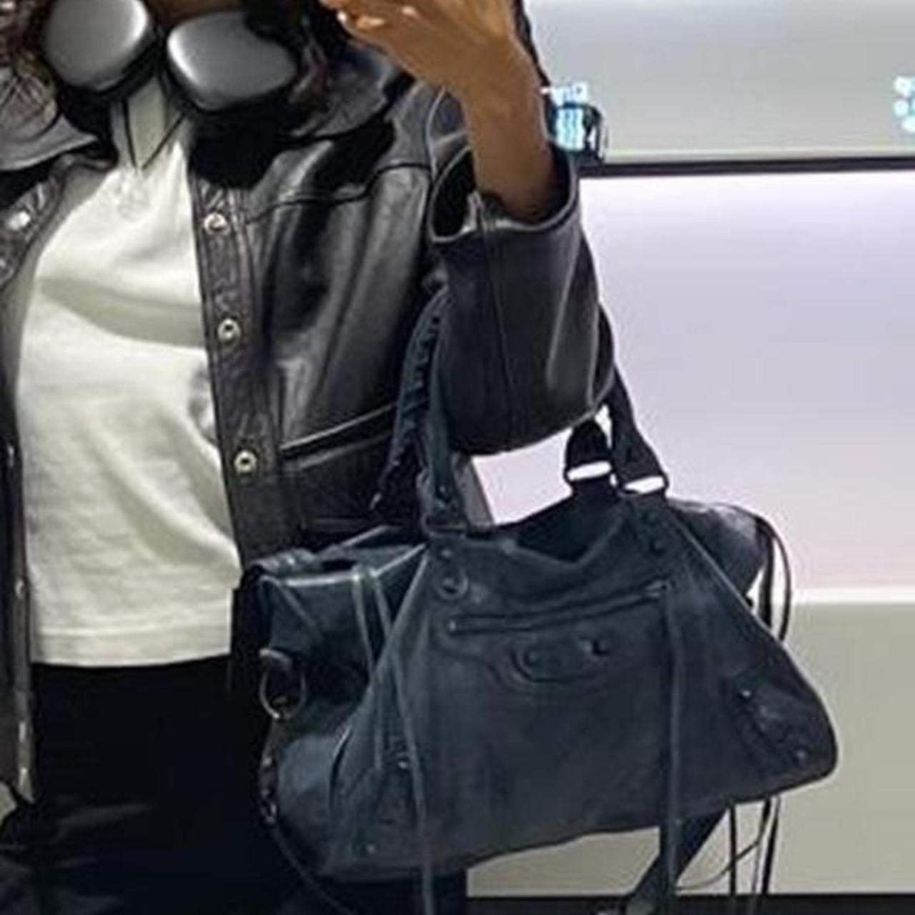 PreOwned Balenciaga city bag gorgeous rare deep blue color