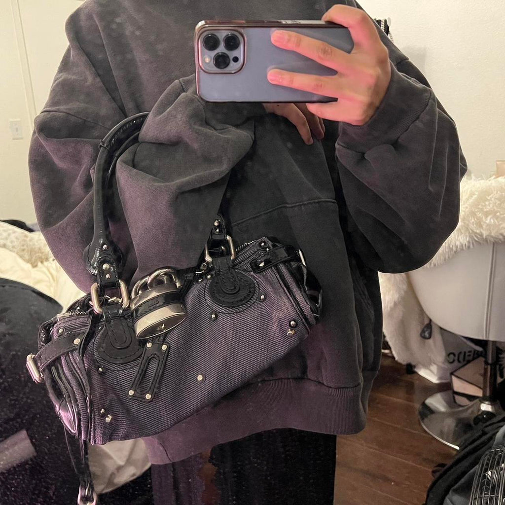 PreOwned vintage chloe leather trim paddington bag
