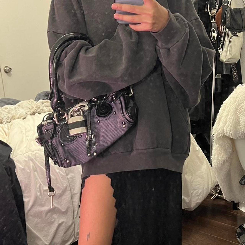 PreOwned vintage chloe leather trim paddington bag