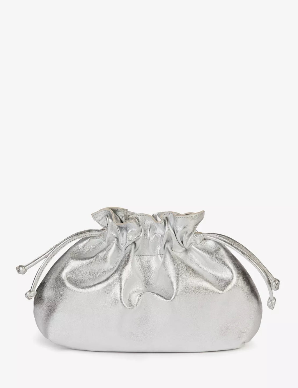 Penelope Chilvers Puffball Leather Clutch in Silver