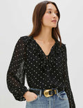 RAILS Honora Polka Dot Blouse in Black
