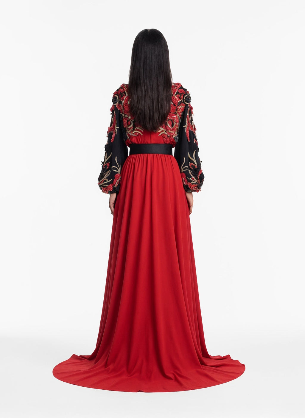 Embroidered Crepe Dress