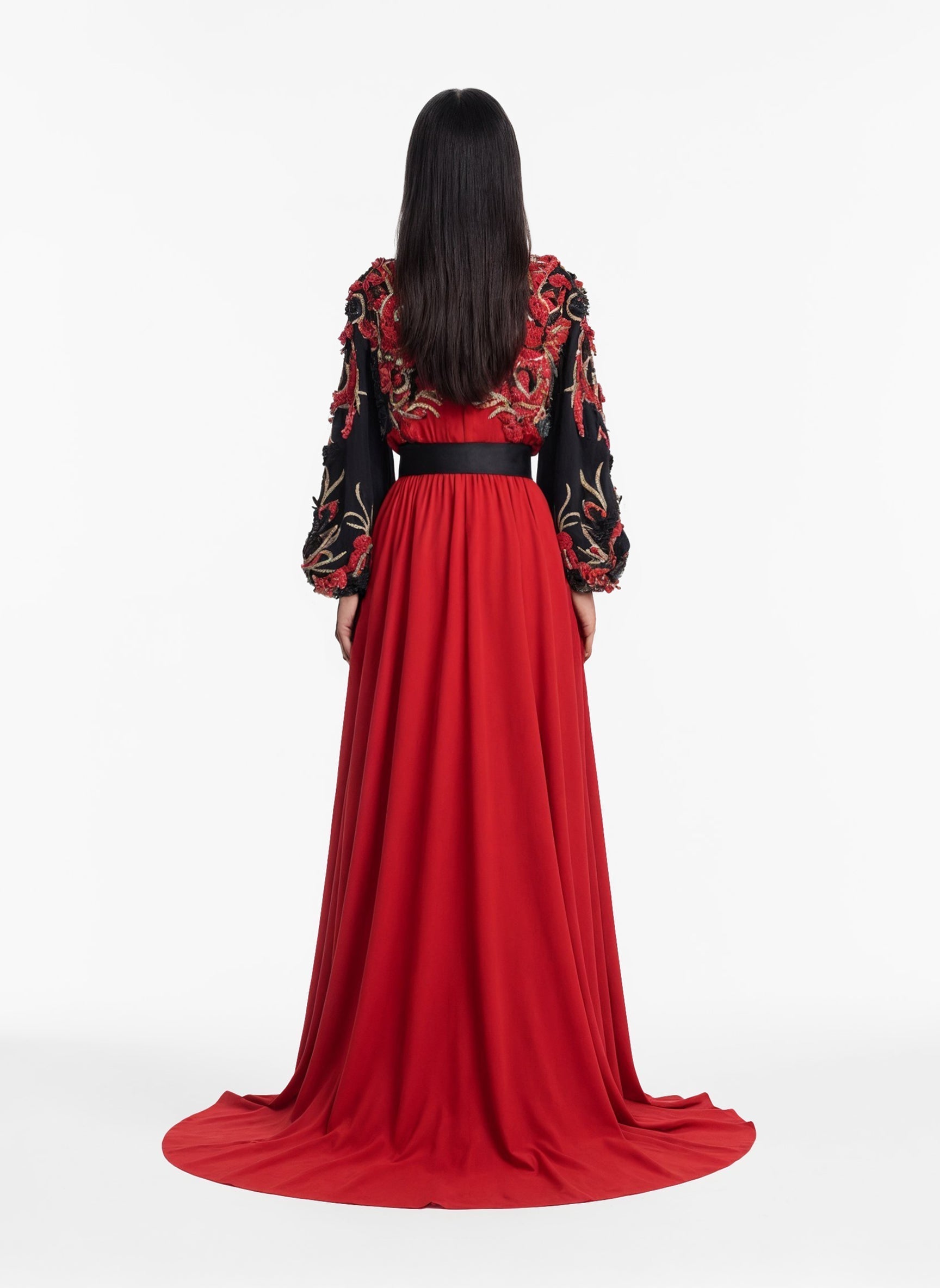 Embroidered Crepe Dress