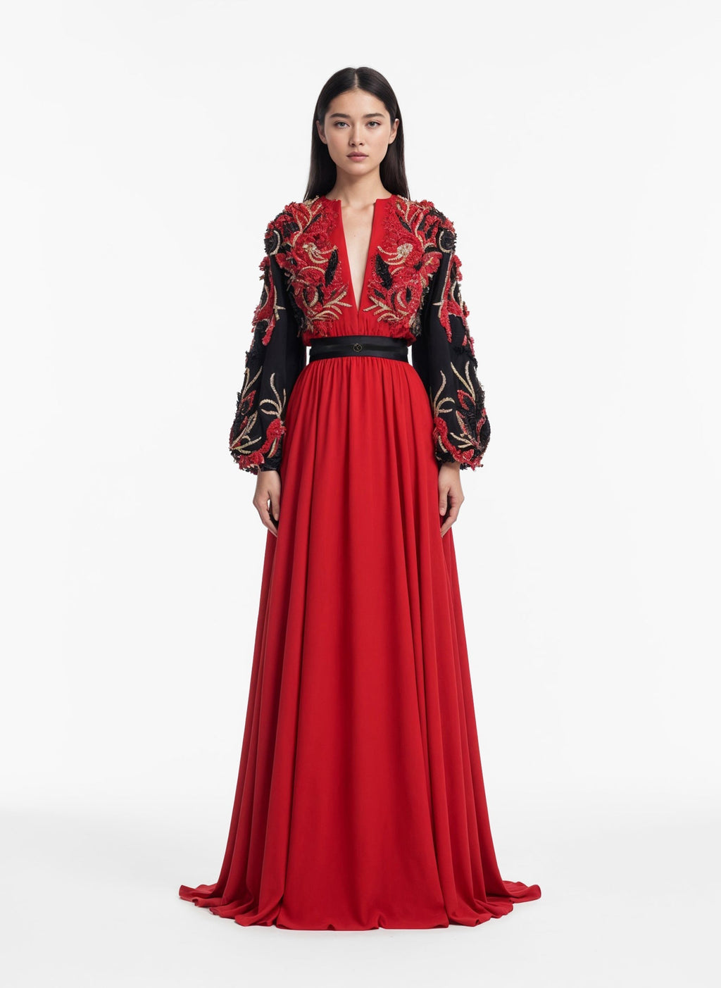 Embroidered Crepe Dress