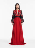 Embroidered Crepe Dress