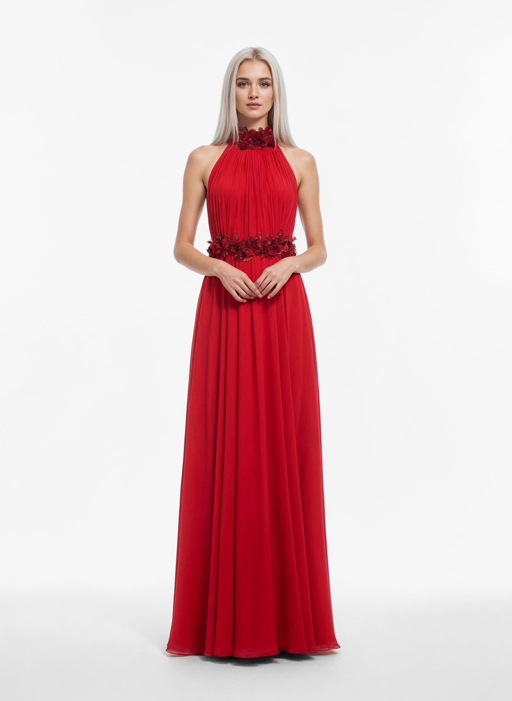 3D Floral Draped Dress