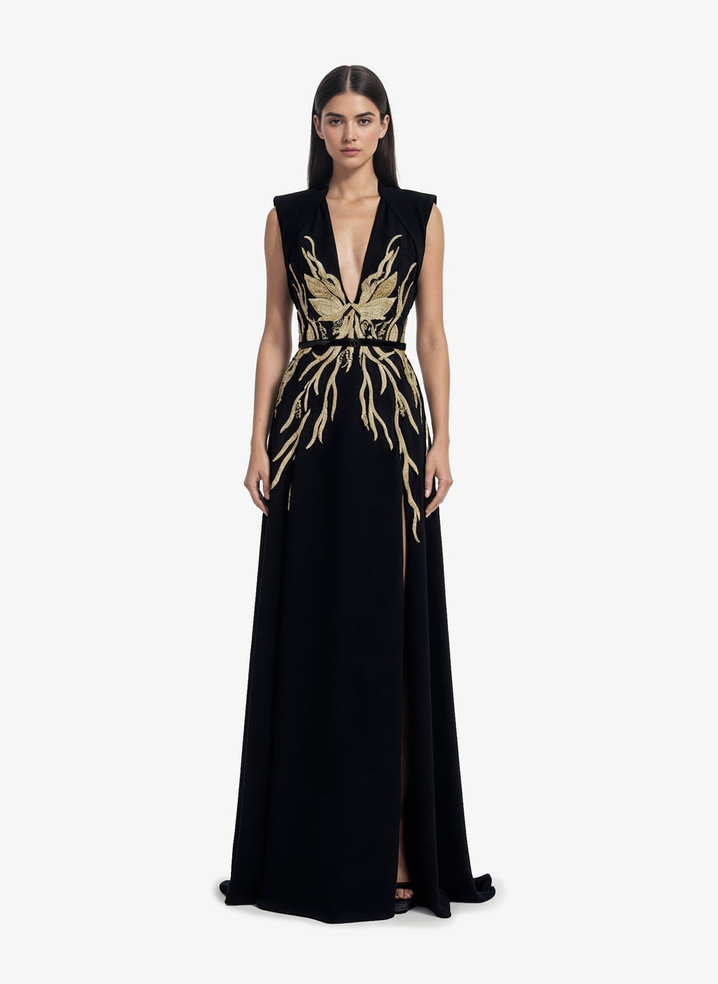 Structured Embellished Crepe Dress