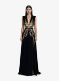 Structured Embellished Crepe Dress