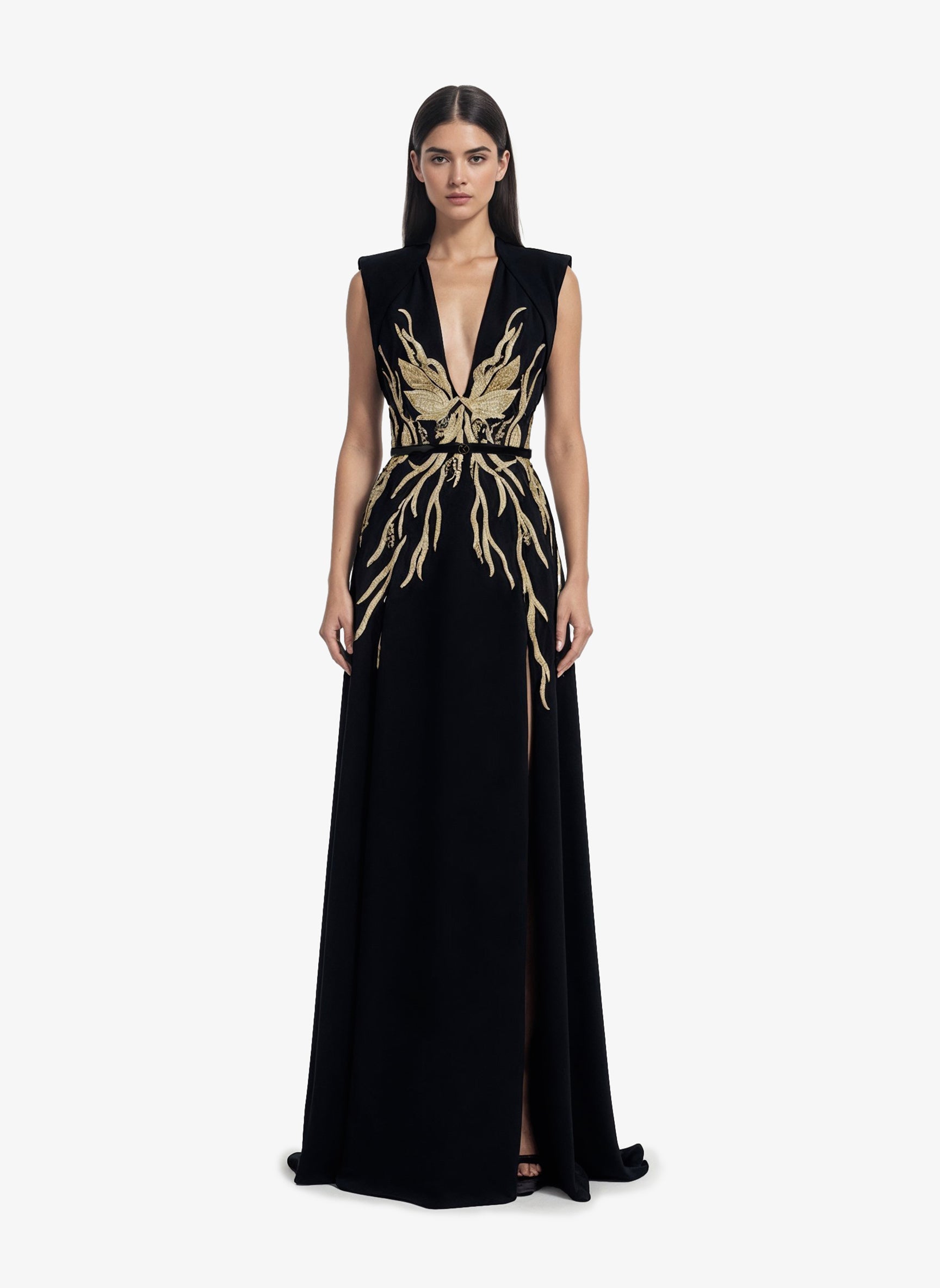 Structured Embellished Crepe Dress