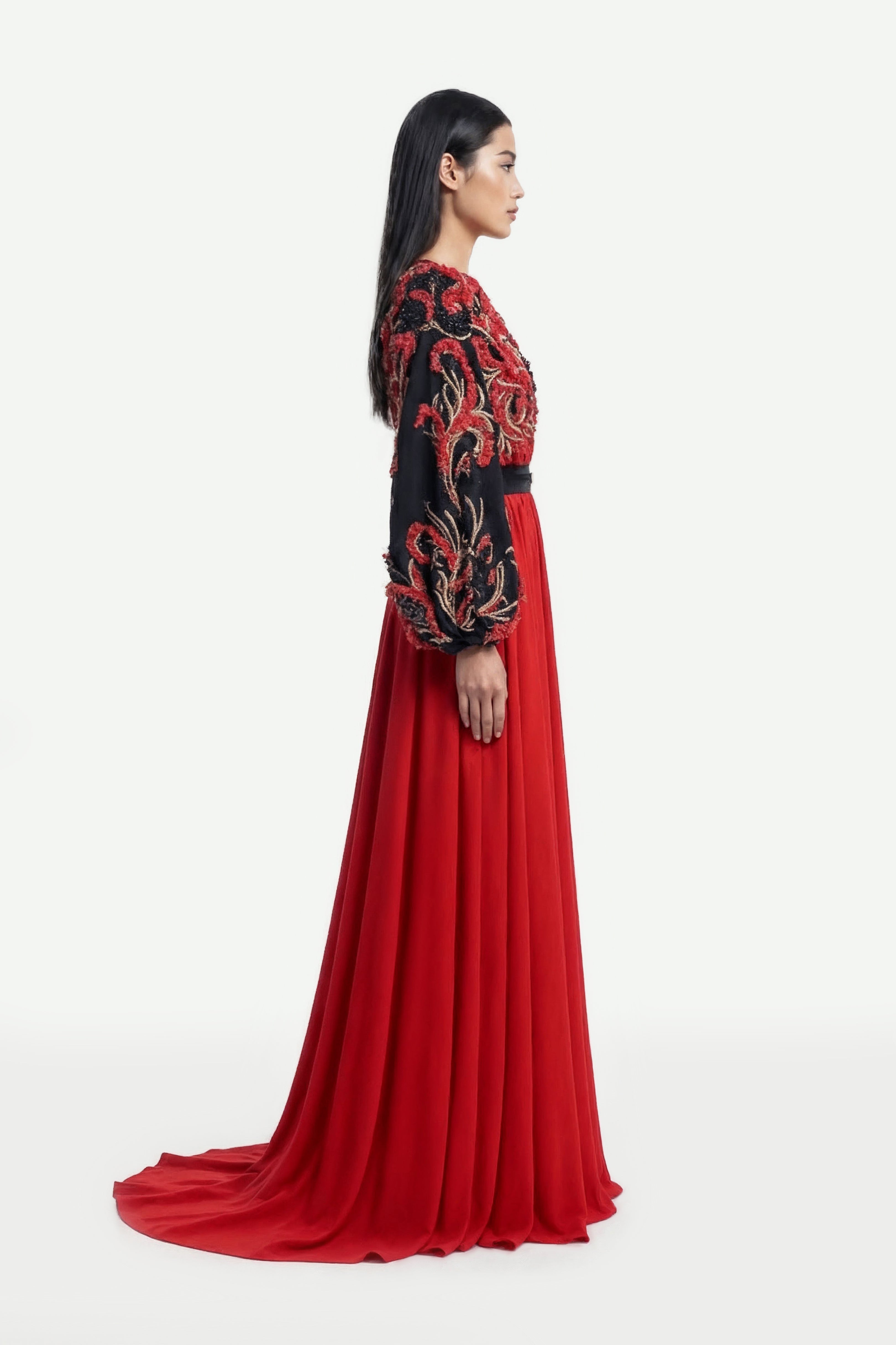 Embroidered Crepe Dress