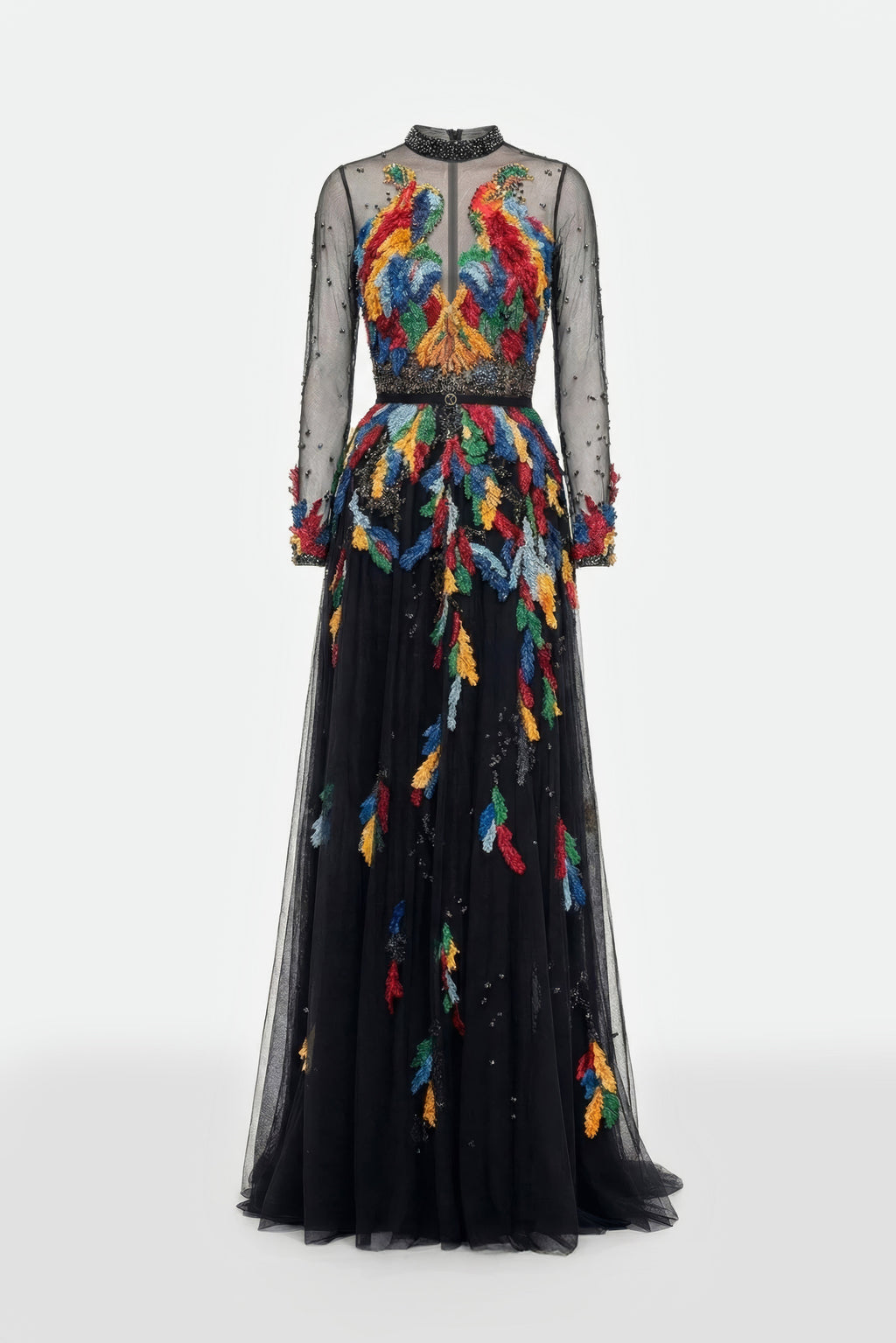 Multicolored Embroidered Tulle Dress