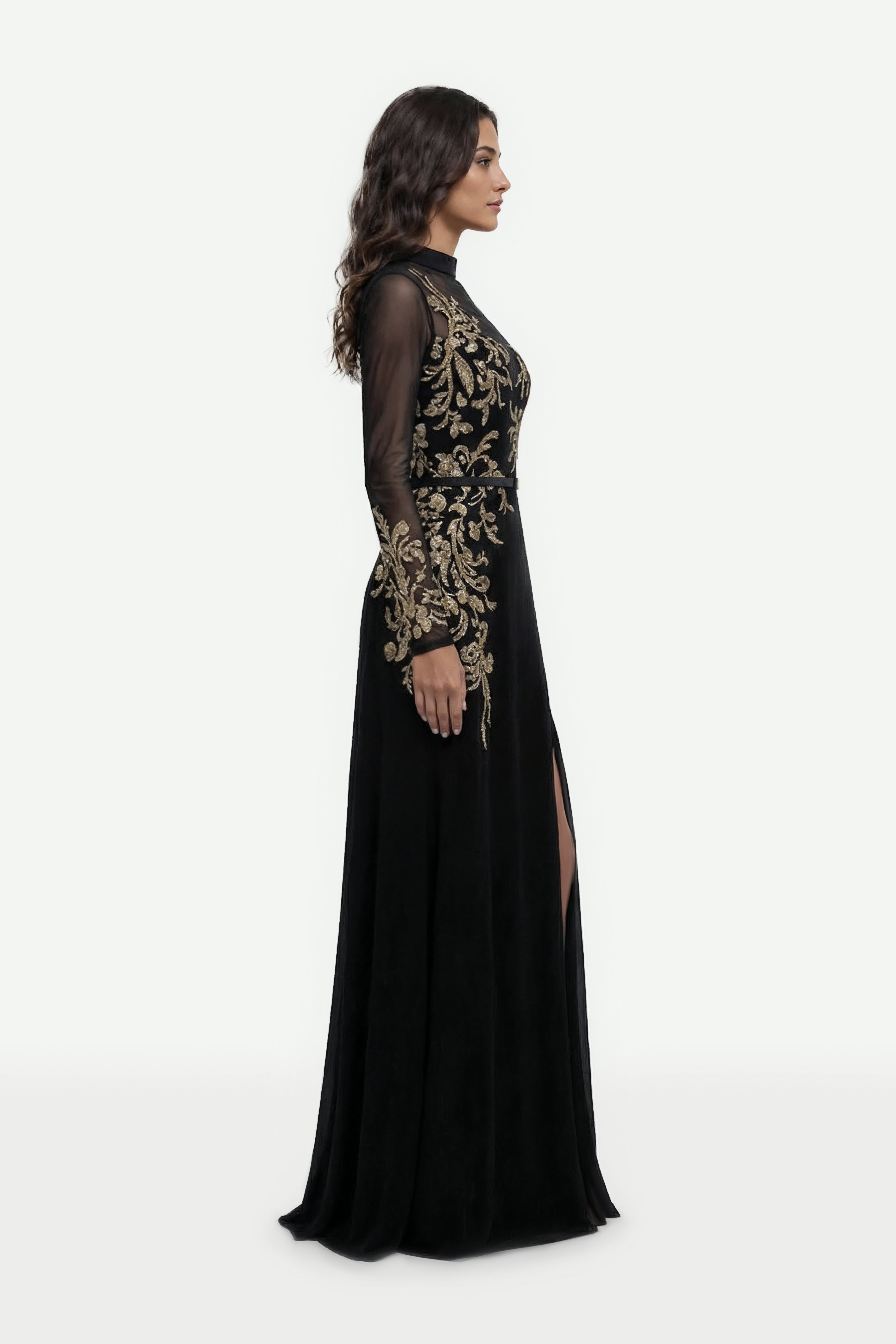 Gold Embellishment Tulle Dress