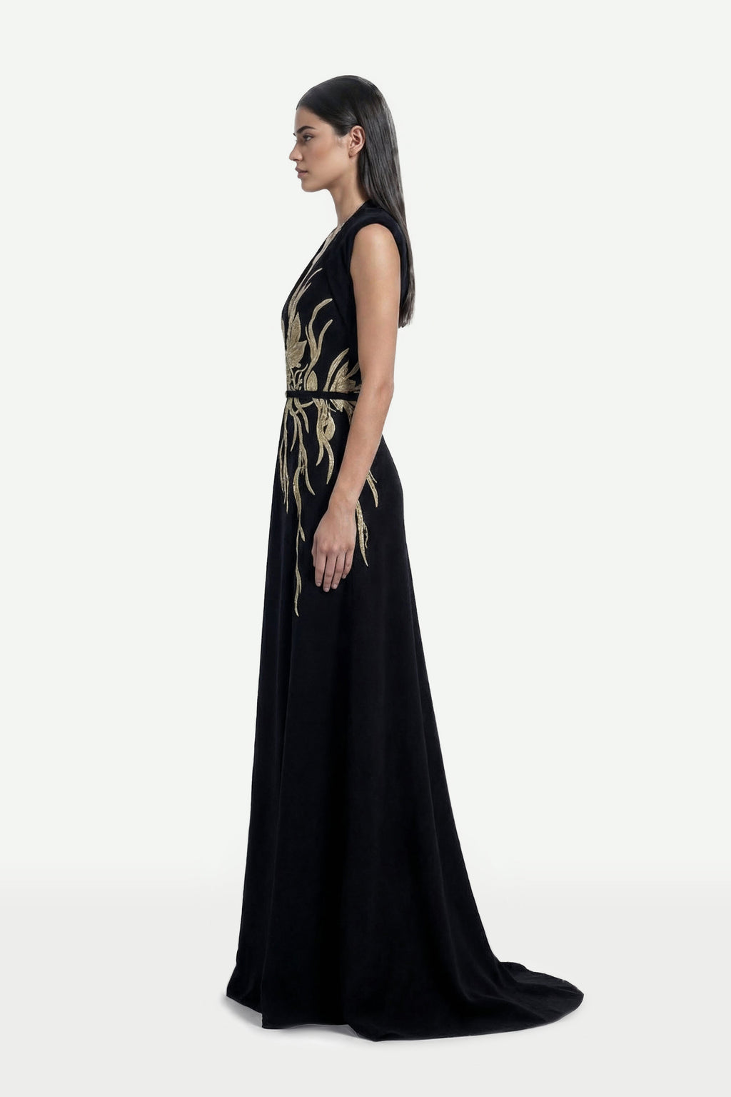 Structured Embellished Crepe Dress