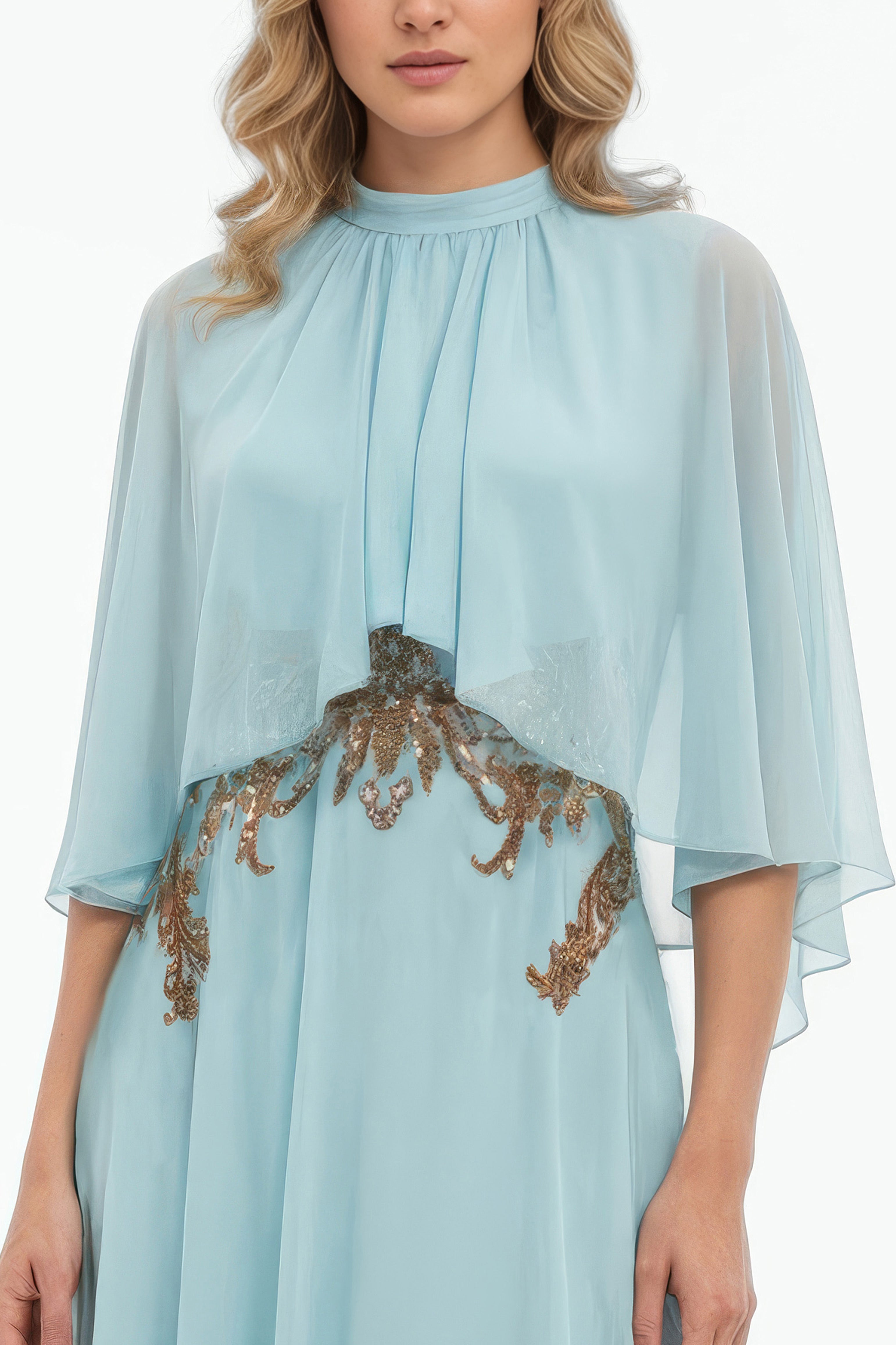 Crepe Georgette With Embroidered Waist Faftan