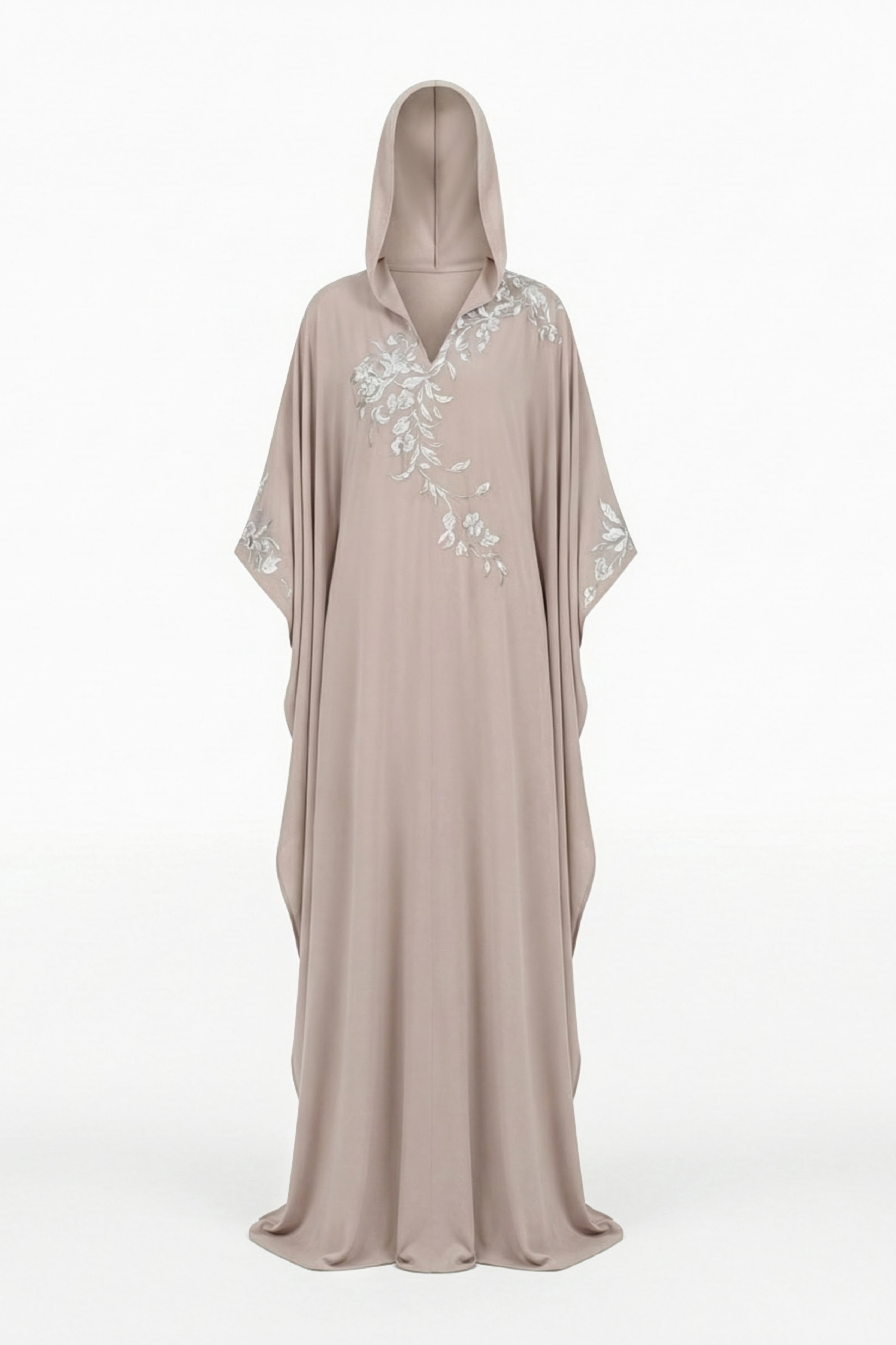 Embellished Crepe Abaya With Hood