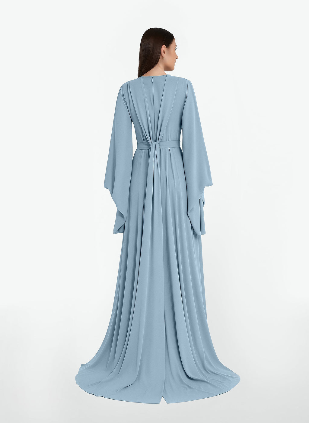 High-Neck Embroidered Crepe Kaftan