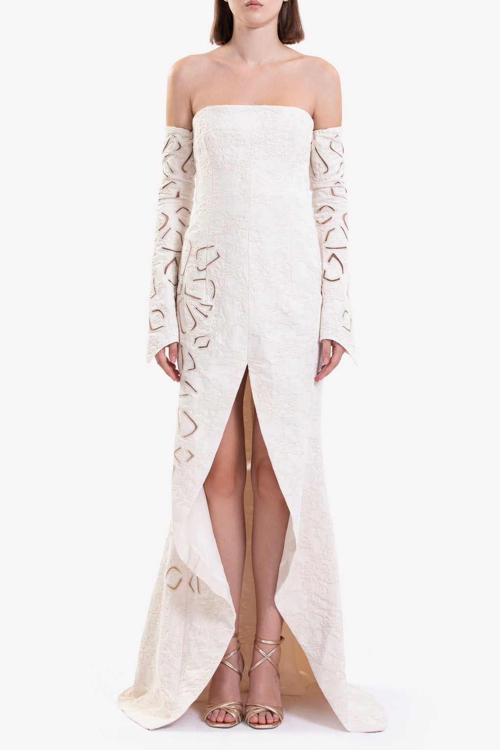 JACQUARD DRESS WITH DETACHABLE SLEEVES