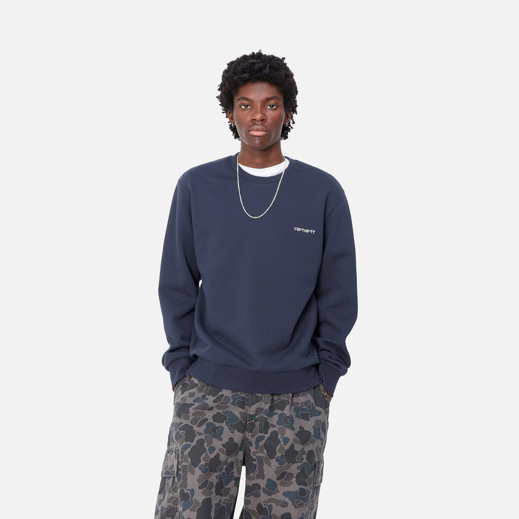 Carhartt WIP Mens Script Embroidery Sweat Top - Air Force Blue
