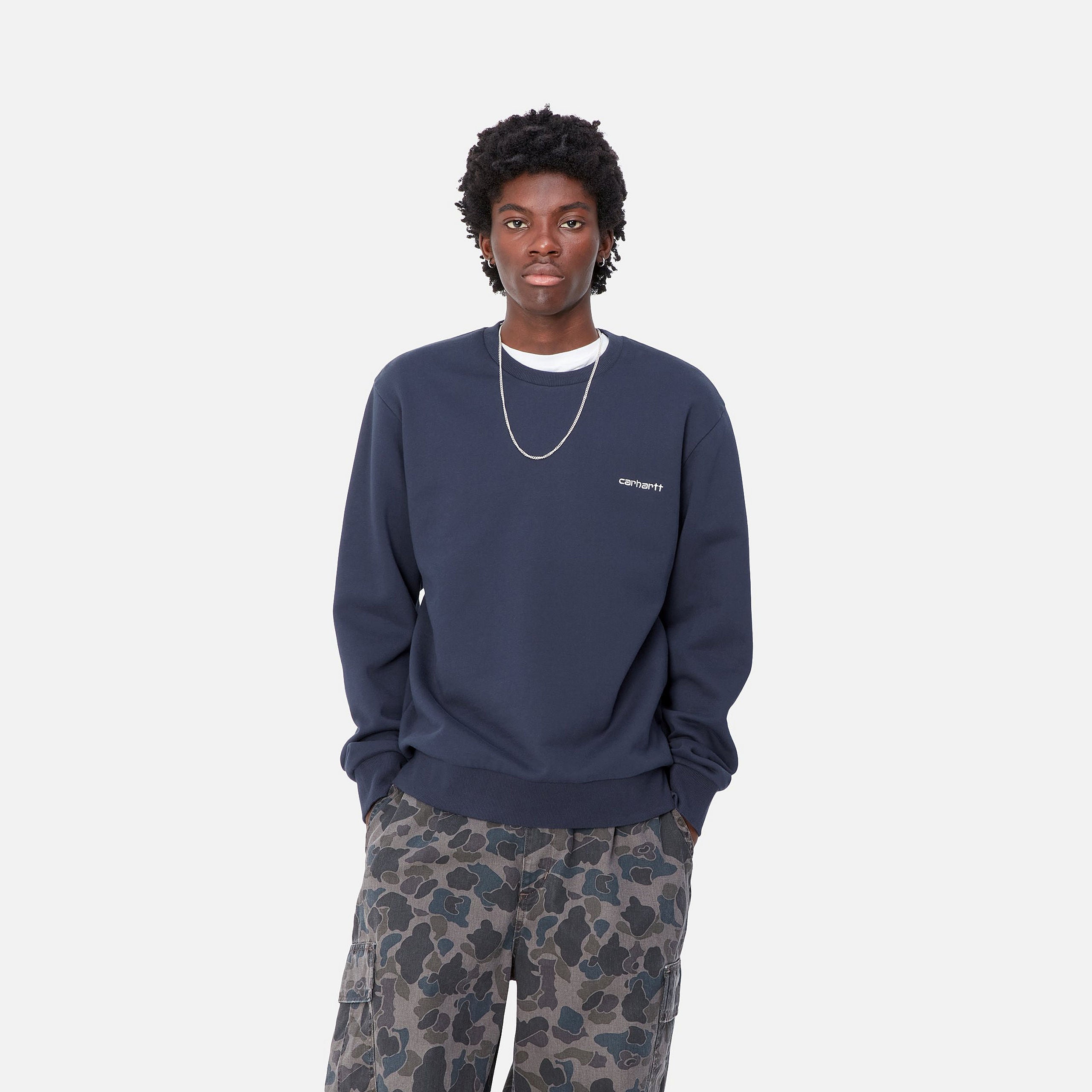 Carhartt WIP Mens Script Embroidery Sweat Top - Air Force Blue