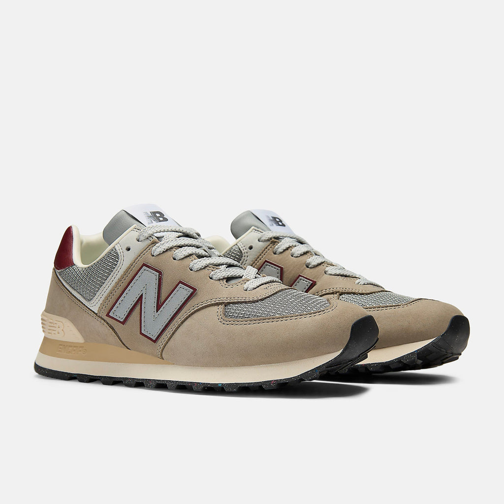 New Balance Mens 574 Fashion Trainers | Arid Stone / Monarch Burgundy