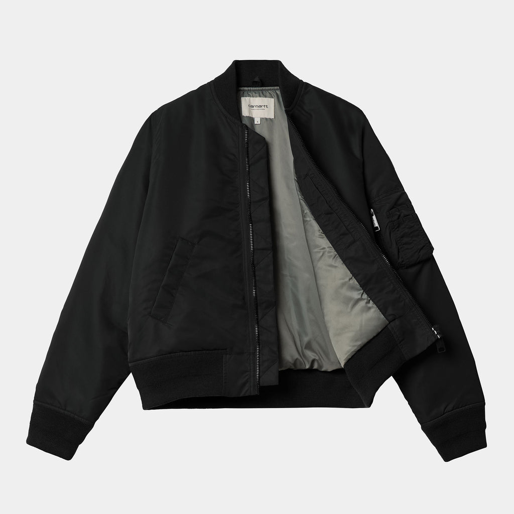 Carhartt WIP Womens Olten Bomber Jacket - Black / Smoke Green